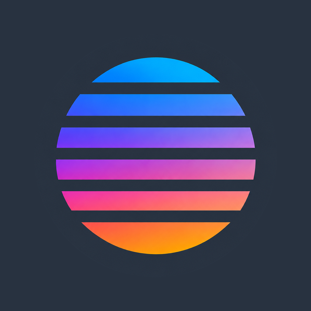 The Pelorus app icon: a round, striped disc in blue, violet, pink, and orange.